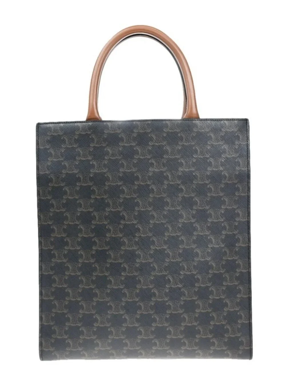 CELINE Logo Vertical Cabas 2Way Hand Tote Bag Triomphe Canvas Leather